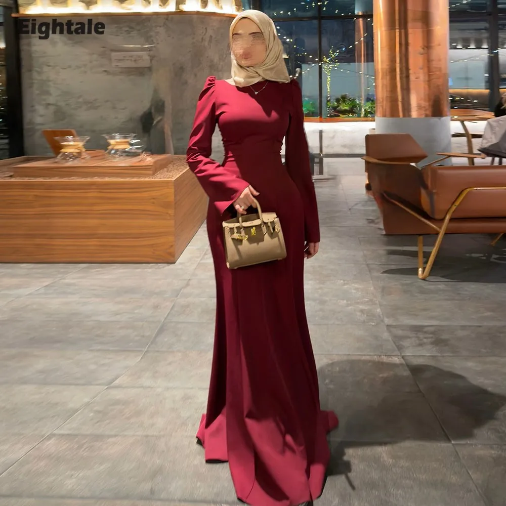 Eightale Arabic Evening Dress O-Neck Prom Gown Customized Burgundy Long Sleeves Muslim Mermaid Wedding Party Dress
Eightale Arabic Evening Dress O-Neck Prom Gown Customized Burgundy Long Sleeves Muslim Mermaid Wedding Party Dress