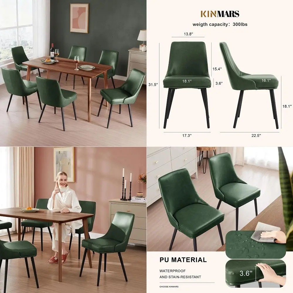 Modern Upholstered Dining Chairs Set of 6 with Thick Seat Cushion and Curved Back, Synthetic Leather MidCentury Dinner Chair fo
Modern Upholstered Dining Chairs Set of 6 with Thick Seat Cushion and Curved Back, Synthetic Leather MidCentury Dinner Chair fo
