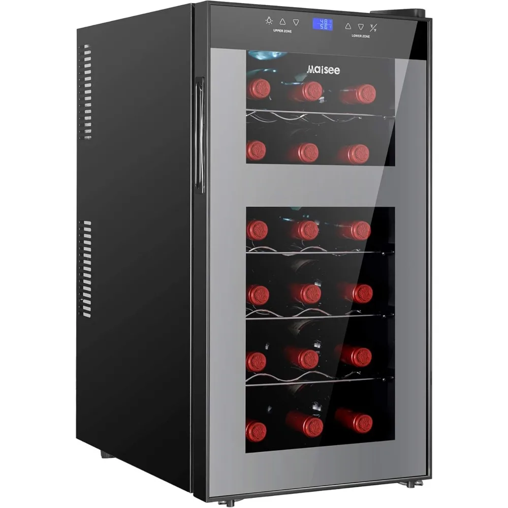 Wine Fridge Dual Zone,18 Bottles Wine Cooler Refrigerator Chiller Upper Zone 46f-54f Lower Zone 54f-65f
Wine Fridge Dual Zone,18 Bottles Wine Cooler Refrigerator Chiller Upper Zone 46f-54f Lower Zone 54f-65f
