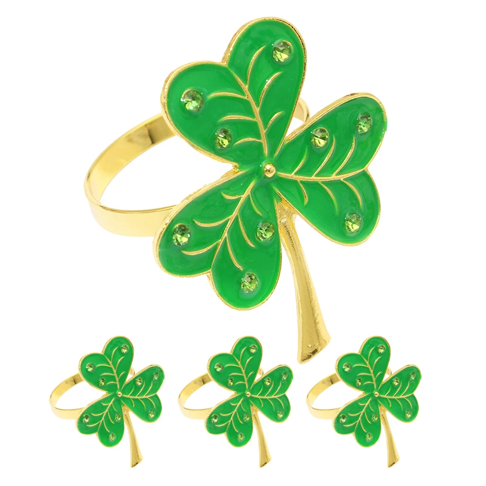 4pcs Green Shamrock Napkin Rings for Table Decor Patrick's Day Irish Metal Holder Festive Party Lucky Leaves Clasp
4pcs Green Shamrock Napkin Rings for Table Decor Patrick's Day Irish Metal Holder Festive Party Lucky Leaves Clasp