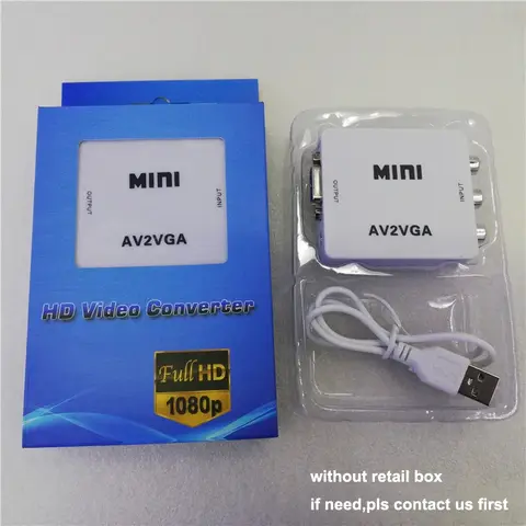 Mini 1080P RCA AV To VGA Video Converter Adapter with 3.5mm Audio AV2VGA / CVBS + Audio for PS2 DVD TV Box Camera To TV Monitor