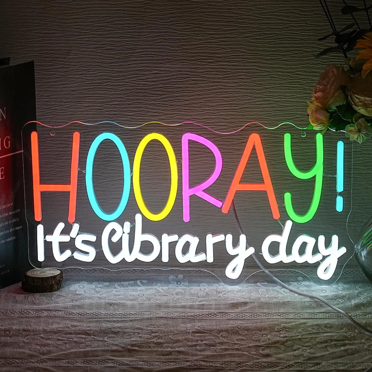 Hooray It's Library Day Neon Sign USB Powered LED Neon Light for Classroom Study Room Library Bedroom Decoration Gift
Hooray It's Library Day Neon Sign USB Powered LED Neon Light for Classroom Study Room Library Bedroom Decoration Gift