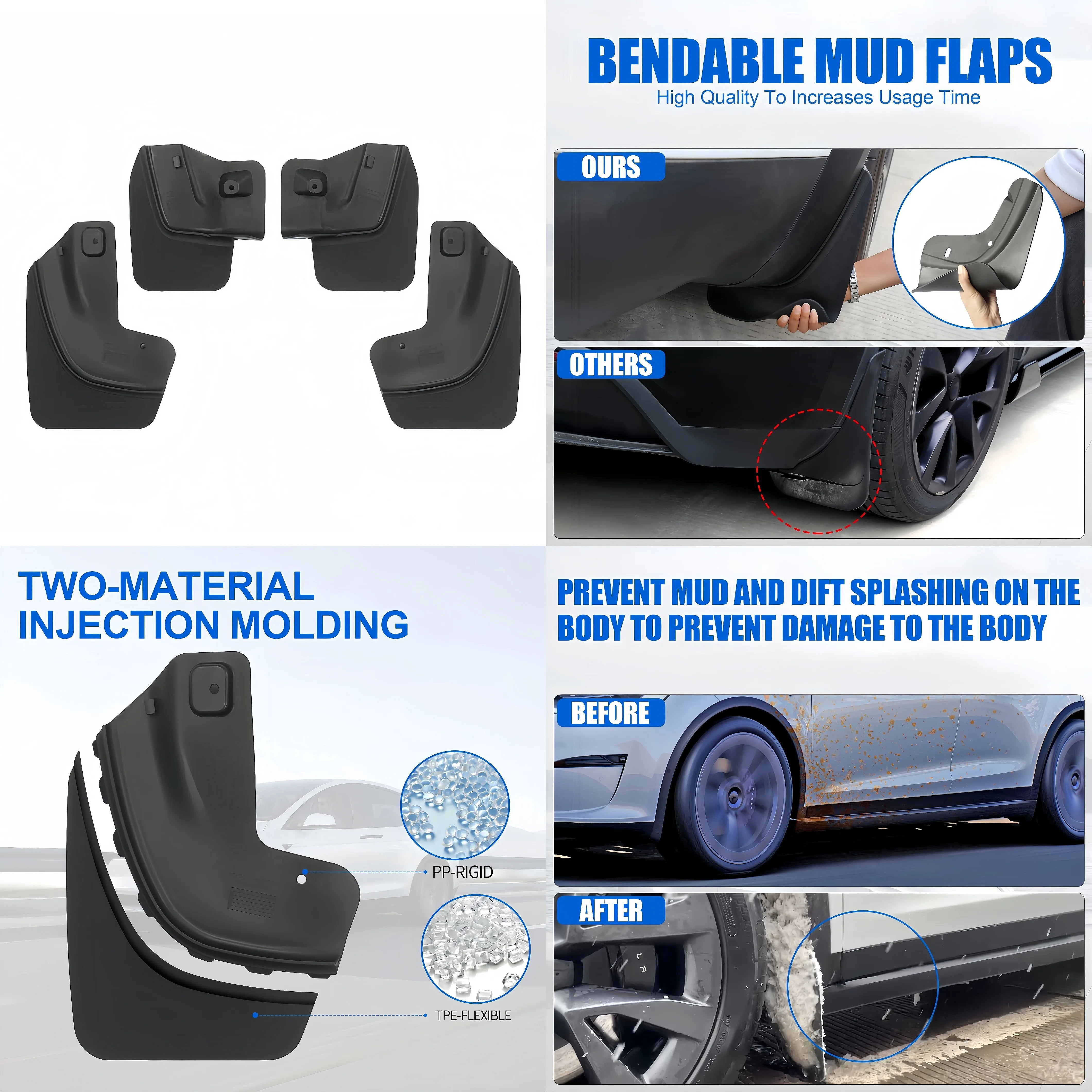 Mud Flaps for Tesla Model X No Drilling Mudguard Splash Guard Tough Durable Car Accessories
Mud Flaps for Tesla Model X No Drilling Mudguard Splash Guard Tough Durable Car Accessories
