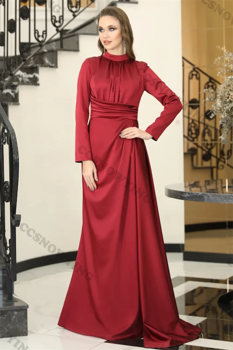 Burgundy Satin Muslim Evening Dresses Long Sleeve High Neck Hijab Islamic Formal Party Gown Women Arabic Dubai Robe De Soiree
Burgundy Satin Muslim Evening Dresses Long Sleeve High Neck Hijab Islamic Formal Party Gown Women Arabic Dubai Robe De Soiree