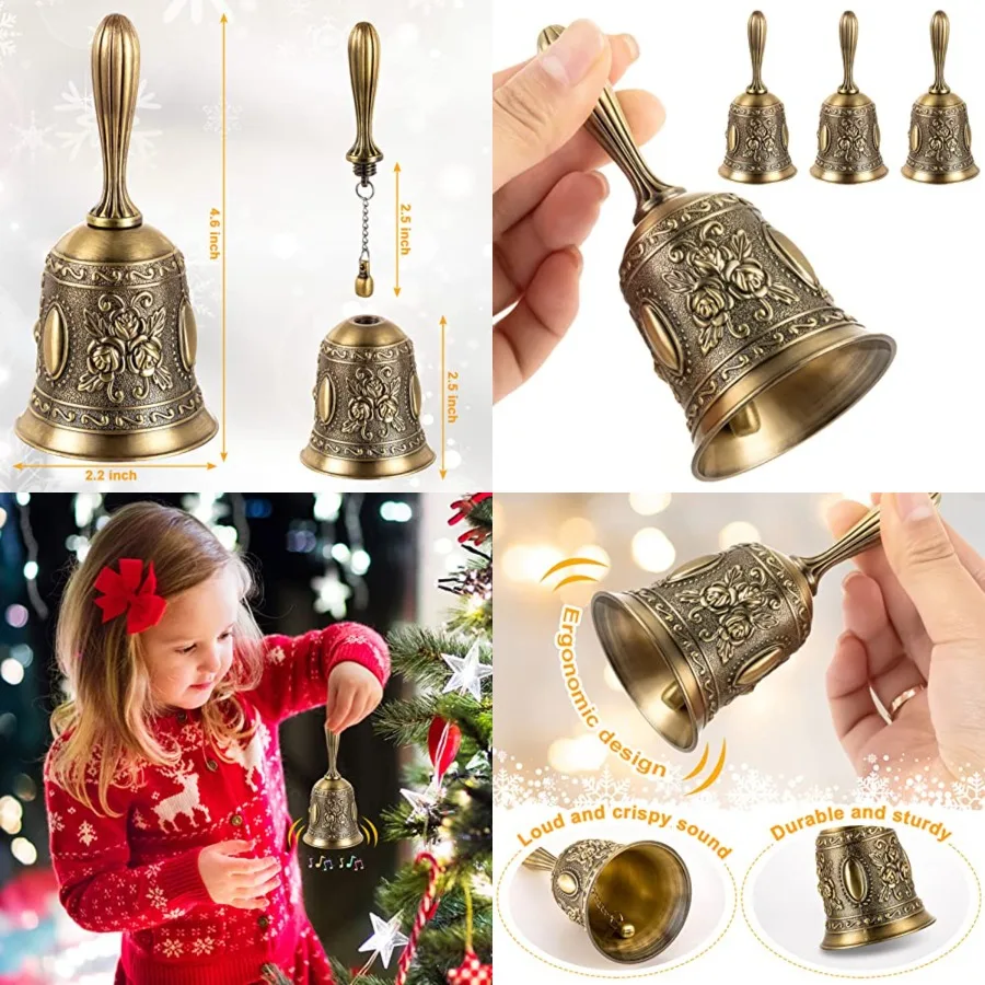 3 Pack Hand Bell Loud Wedding Handbell Metail Dinner Bell for Inside 4.7 Inch Little Brass Bells Mini Call Bell Christmas Bells
3 Pack Hand Bell Loud Wedding Handbell Metail Dinner Bell for Inside 4.7 Inch Little Brass Bells Mini Call Bell Christmas Bells