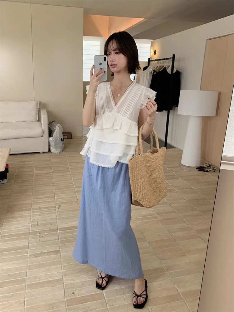 Sweet Sle Women's irt Summer New Sle Fly Sve Heavy Work Babydoll Top Polyester Fiber V-ne ort Sve Pure Color
Sweet Sle Women's irt Summer New Sle Fly Sve Heavy Work Babydoll Top Polyester Fiber V-ne ort Sve Pure Color