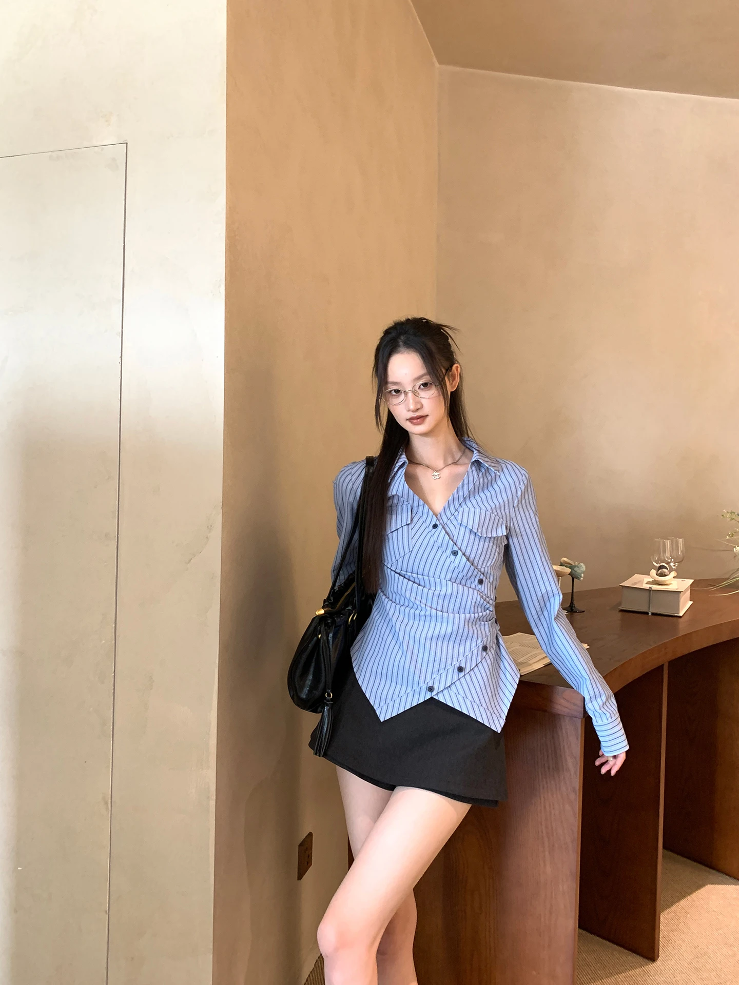 Blue Striped Slimming irt Chic Women's Faion Spring High-End Sle Straight Cut Cotton Polyester Blend Long Sve C...
Blue Striped Slimming irt Chic Women's Faion Spring High-End Sle Straight Cut Cotton Polyester Blend Long Sve C...
