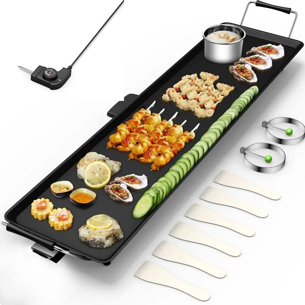 35 Indoor/Outdoor Electric Teppanyaki Grill with Nonstick Surface and Adjustable Temperature
35 Indoor/Outdoor Electric Teppanyaki Grill with Nonstick Surface and Adjustable Temperature