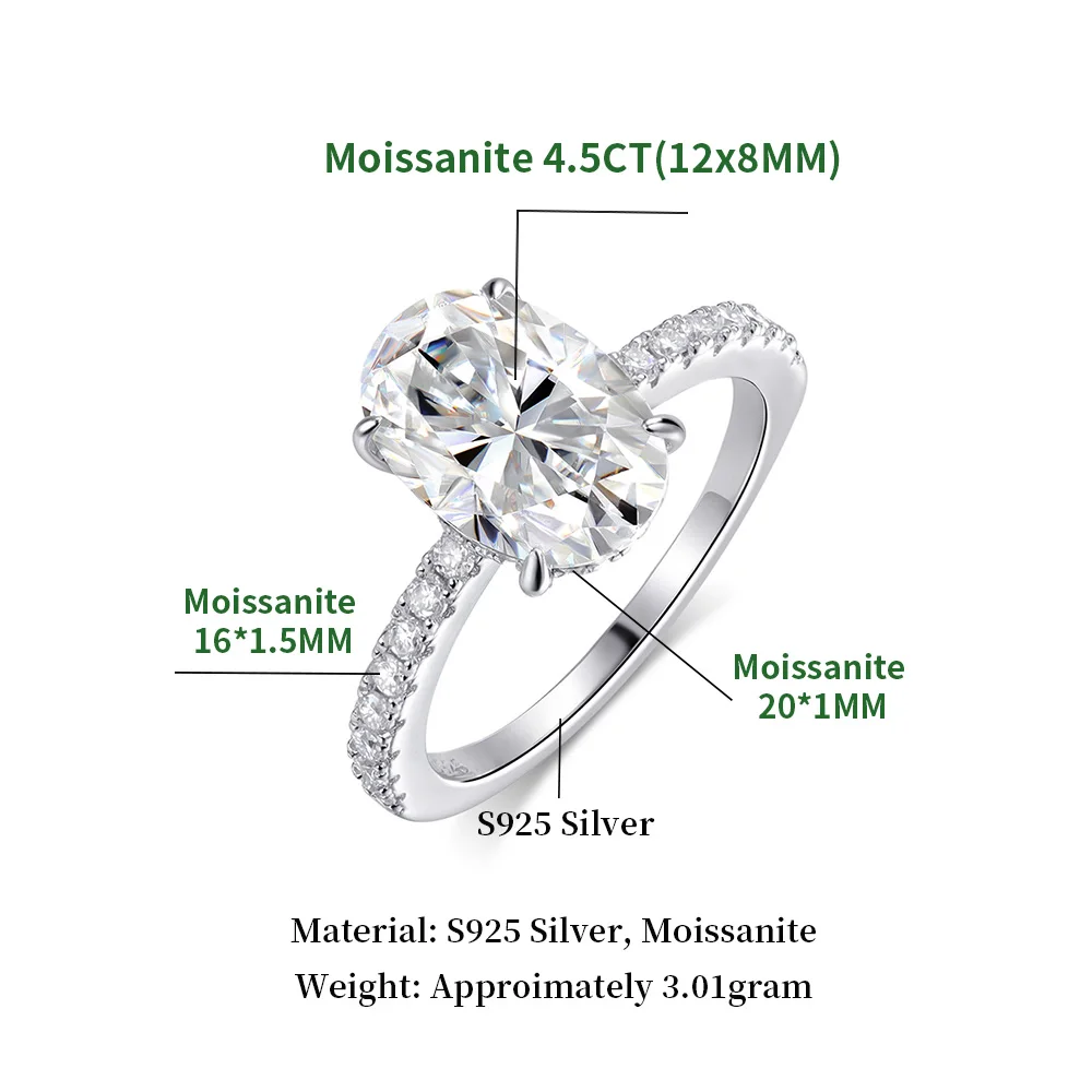 HORRIPAL New 4.5CT Oval Cut Moissanite Women's Engagement Ring 925 Sterling Silver Hidden Halo Diamond GRA Wedding Fine Jewelry
HORRIPAL New 4.5CT Oval Cut Moissanite Women's Engagement Ring 925 Sterling Silver Hidden Halo Diamond GRA Wedding Fine Jewelry