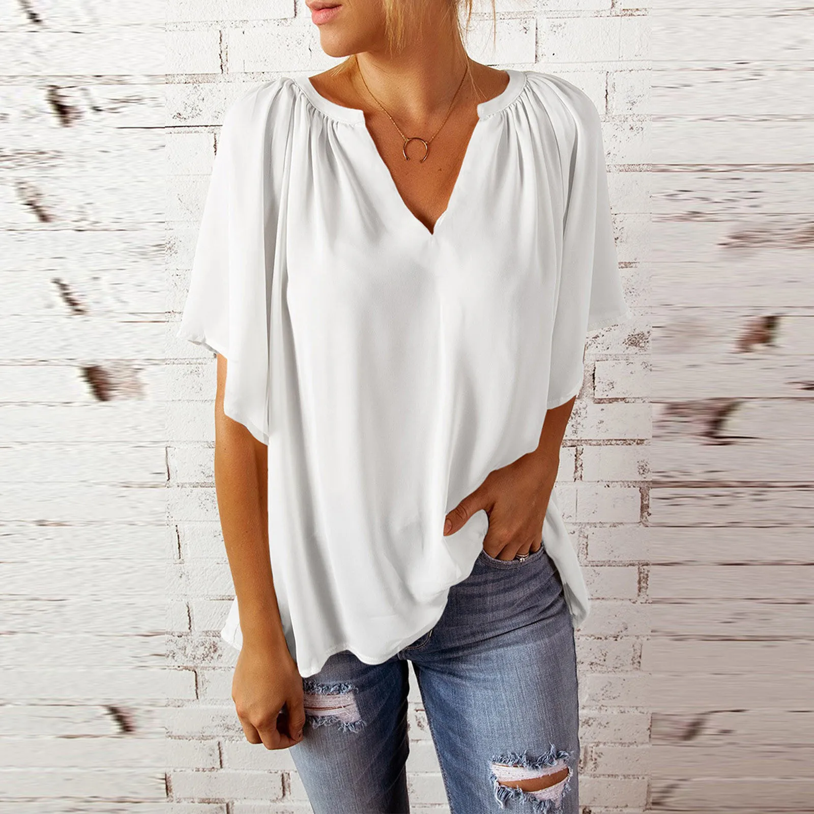 Women's Loose V-Neck Blouse Top Casual Short Sleeve Chiffon Top T Shirt Sexy Blouse Summer Women Pullovers Y2k Blouse 2024
Women's Loose V-Neck Blouse Top Casual Short Sleeve Chiffon Top T Shirt Sexy Blouse Summer Women Pullovers Y2k Blouse 2024