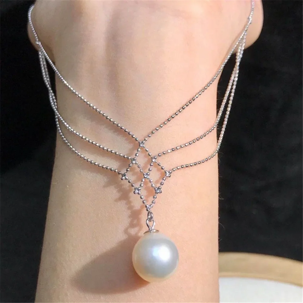 DIY Pearl Accessories S925 Pure Silver Set Chain Empty Bracelet Lace Pendant with Silver Chain Women's Fit 8-13mm Round Beads
DIY Pearl Accessories S925 Pure Silver Set Chain Empty Bracelet Lace Pendant with Silver Chain Women's Fit 8-13mm Round Beads