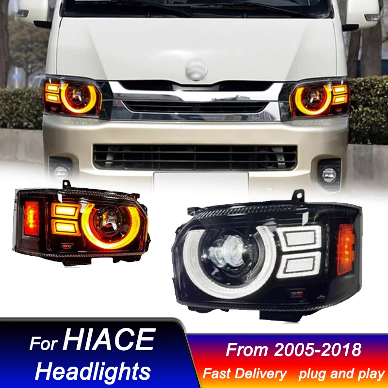 Автомобильные светодиодные фары для Toyota HIACE 2005-2018 Defender, светодиодные фары, обновление DRL, динамическая сигнальная лампа, передний фонарь в сборе
Автомобильные светодиодные фары для Toyota HIACE 2005-2018 Defender, светодиодные фары, обновление DRL, динамическая сигнальная лампа, передний фонарь в сборе