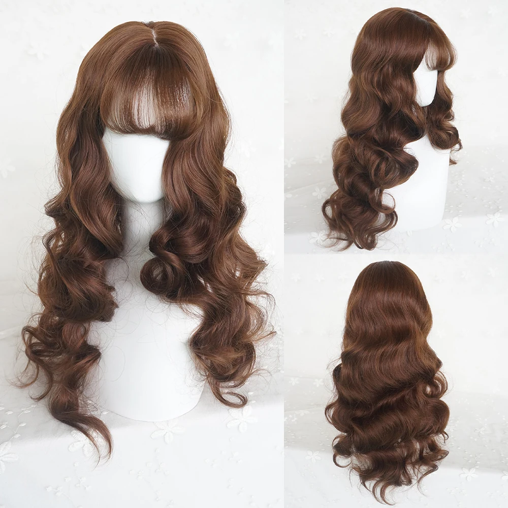 Long Wavy Brown Wig with Bangs Synthetic Women Lolita Cosplay Fluffy Natural Heat Resistant Hair Wig for Daily Party
Long Wavy Brown Wig with Bangs Synthetic Women Lolita Cosplay Fluffy Natural Heat Resistant Hair Wig for Daily Party