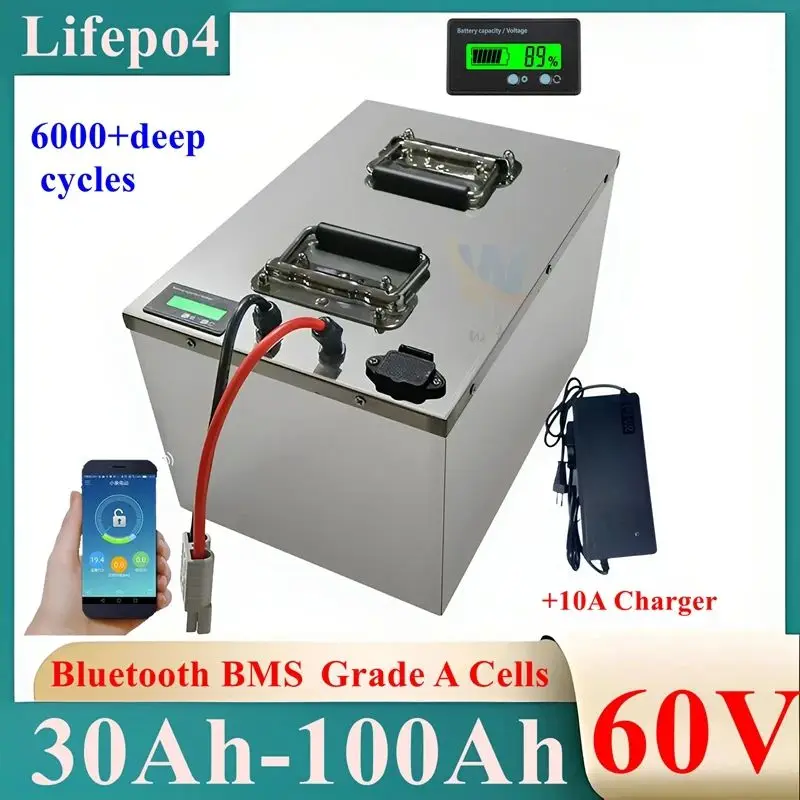 60V 30Ah Battery 40Ah 50Ah 60Ah 70Ah 80Ah 90Ah 100Ah Lithium Lifepo4 For 1800W 3000W Two-Wheeler Motorcycle Scooter Tricycle.
60V 30Ah Battery 40Ah 50Ah 60Ah 70Ah 80Ah 90Ah 100Ah Lithium Lifepo4 For 1800W 3000W Two-Wheeler Motorcycle Scooter Tricycle.