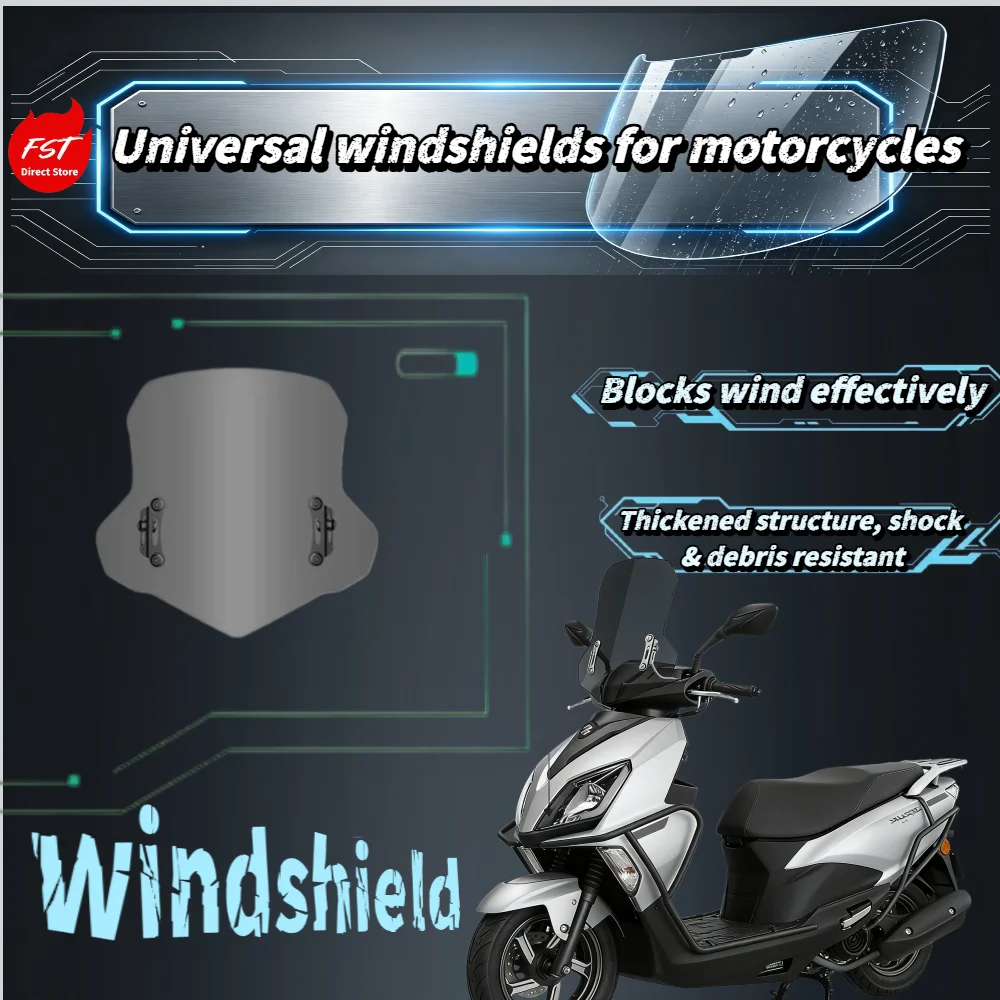 Universal Scooter Upgraded Windshield, Thickened Shatterproof Glass, Adjustable Stainless Steel Bracket Kit
Universal Scooter Upgraded Windshield, Thickened Shatterproof Glass, Adjustable Stainless Steel Bracket Kit