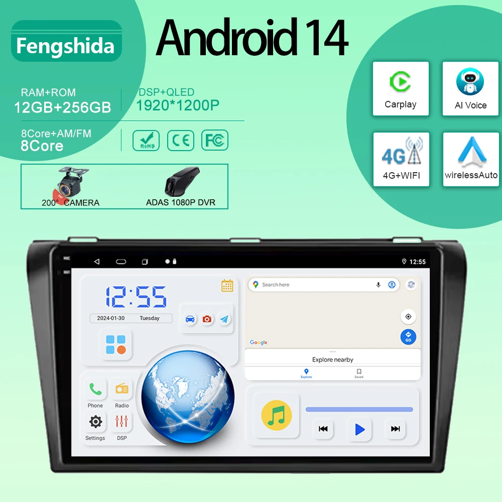 Android dvd radio auto For Mazda 3 2004 2005 2006 2007 2008 2009 multimedia player GPS navigation 2din carplay Touch Screen cpu
Android dvd radio auto For Mazda 3 2004 2005 2006 2007 2008 2009 multimedia player GPS navigation 2din carplay Touch Screen cpu