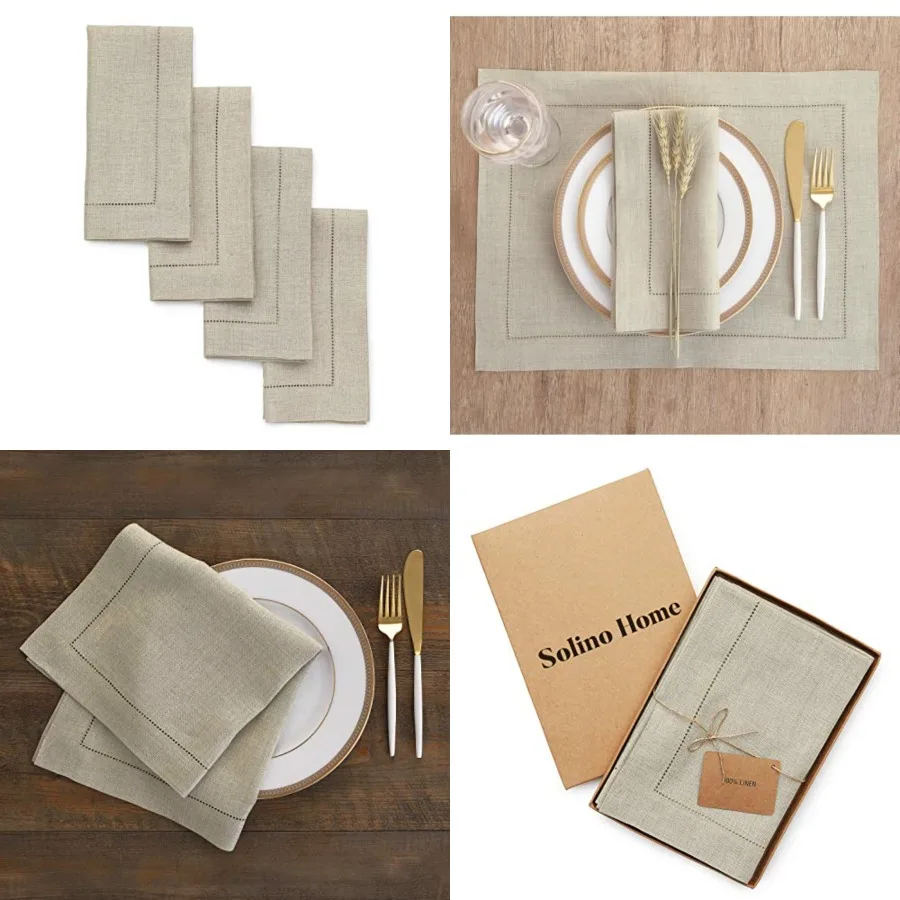 Natural Linen Napkins Set of 4-100 Pure Linen Hemstitch Dinner Napkins 20 x 20 Inch for Spring, Summer - Classic Hemstitch
Natural Linen Napkins Set of 4-100 Pure Linen Hemstitch Dinner Napkins 20 x 20 Inch for Spring, Summer - Classic Hemstitch