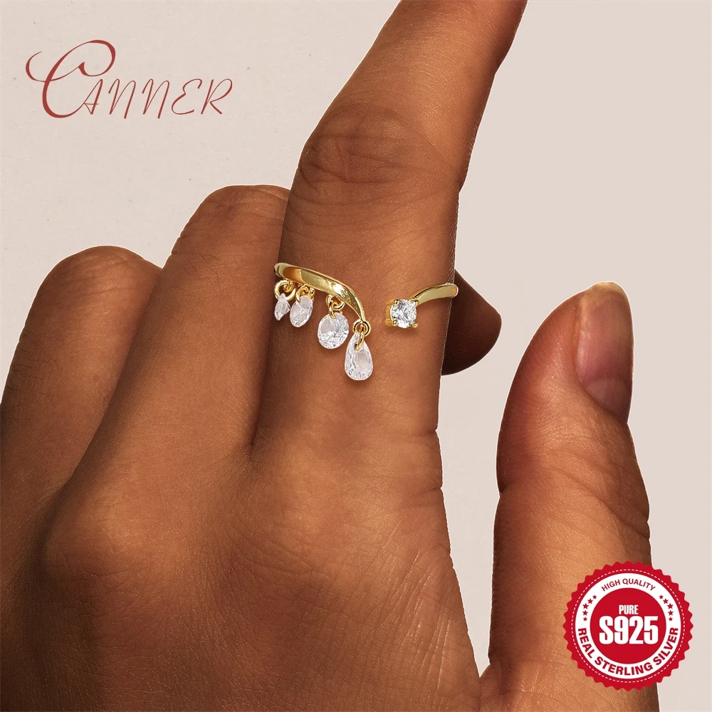 CANNER 925 Sterling Silver Waterdrop Pendant Tassel Open Ended Ring for Women Adjustable Party Wedding Engagement Jewelry
CANNER 925 Sterling Silver Waterdrop Pendant Tassel Open Ended Ring for Women Adjustable Party Wedding Engagement Jewelry
