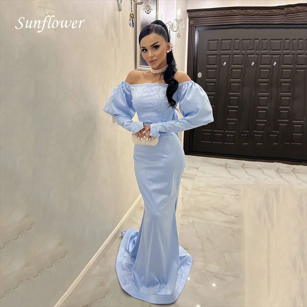 Sunflower Off the Shoulder Prom Gowns Floor-Length Mermaid Evening Dress Slim Party Dress 2023 Satin Bow Train High-end Custom
Sunflower Off the Shoulder Prom Gowns Floor-Length Mermaid Evening Dress Slim Party Dress 2023 Satin Bow Train High-end Custom
