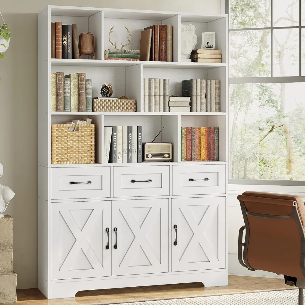 Bookshelf With 3 Drawers, 6 Tier Bookcase With Doors, 71" Tall Bookshelf With Storage, Triple Wide Bookshelves With Cabinet For
Bookshelf With 3 Drawers, 6 Tier Bookcase With Doors, 71" Tall Bookshelf With Storage, Triple Wide Bookshelves With Cabinet For