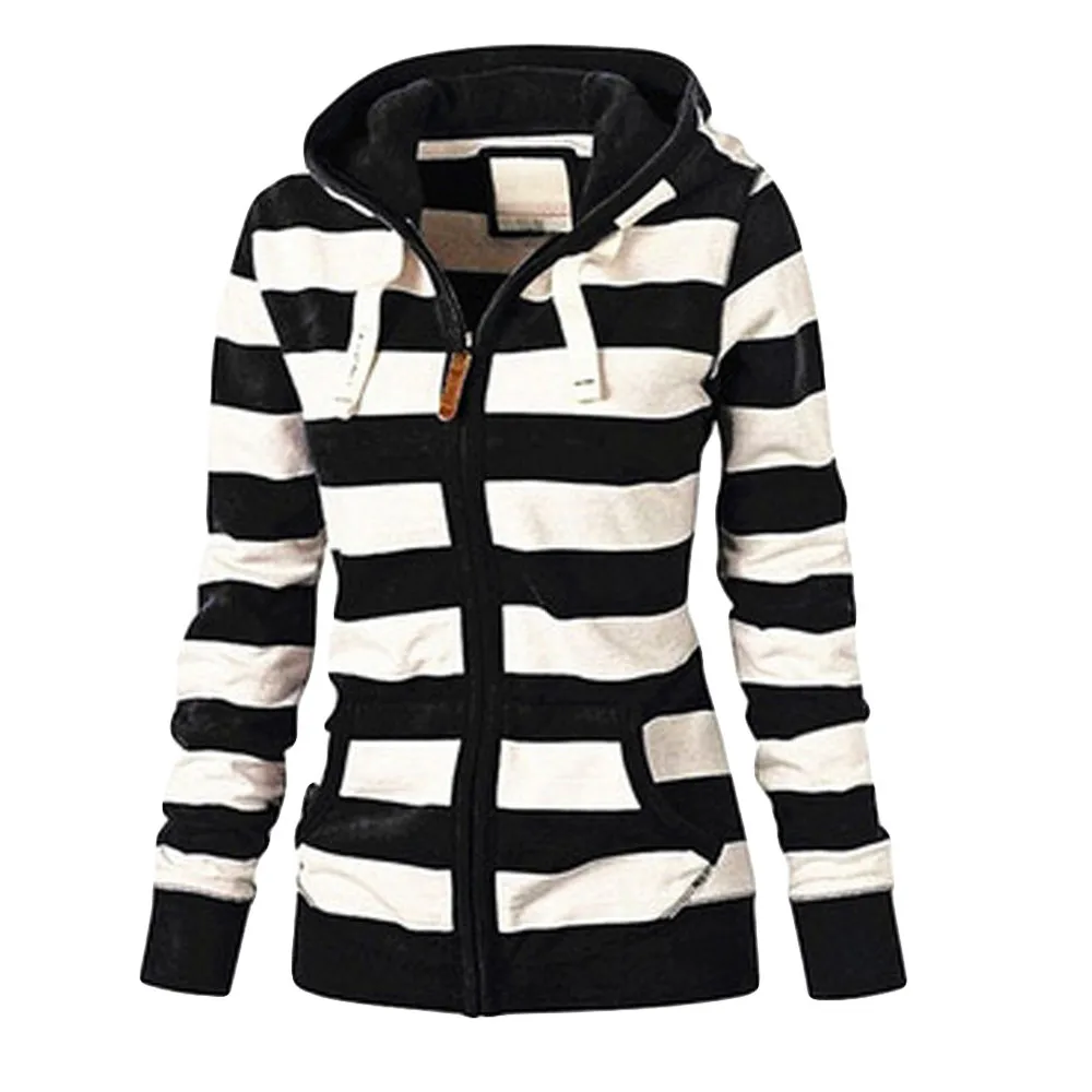 Slim Fit Striped Hooded Sweater for Women Fashionable Wide Stripe Hoodie Street Style Long Sleeve Zipper Closure Regular Length
Slim Fit Striped Hooded Sweater for Women Fashionable Wide Stripe Hoodie Street Style Long Sleeve Zipper Closure Regular Length