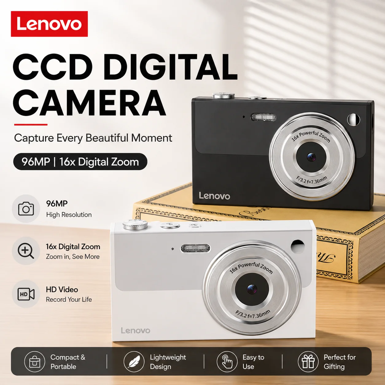 Lenovo Digital Camera 96MP 16X Digital Zoom Photo Camera Student Outdoor Anti-Shake Digital Video Autofocus with 32G Card XJ22
Lenovo Digital Camera 96MP 16X Digital Zoom Photo Camera Student Outdoor Anti-Shake Digital Video Autofocus with 32G Card XJ22