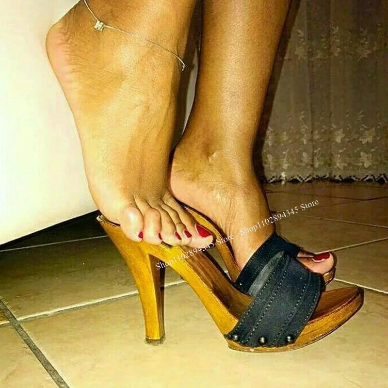 Solid Denim Slip On Wood Pattern Sandals Thin High Heel Peep Toe Fashion Sexy 2025 Summer Big Size Woman Shoes Zapatillas Mujer
Solid Denim Slip On Wood Pattern Sandals Thin High Heel Peep Toe Fashion Sexy 2025 Summer Big Size Woman Shoes Zapatillas Mujer