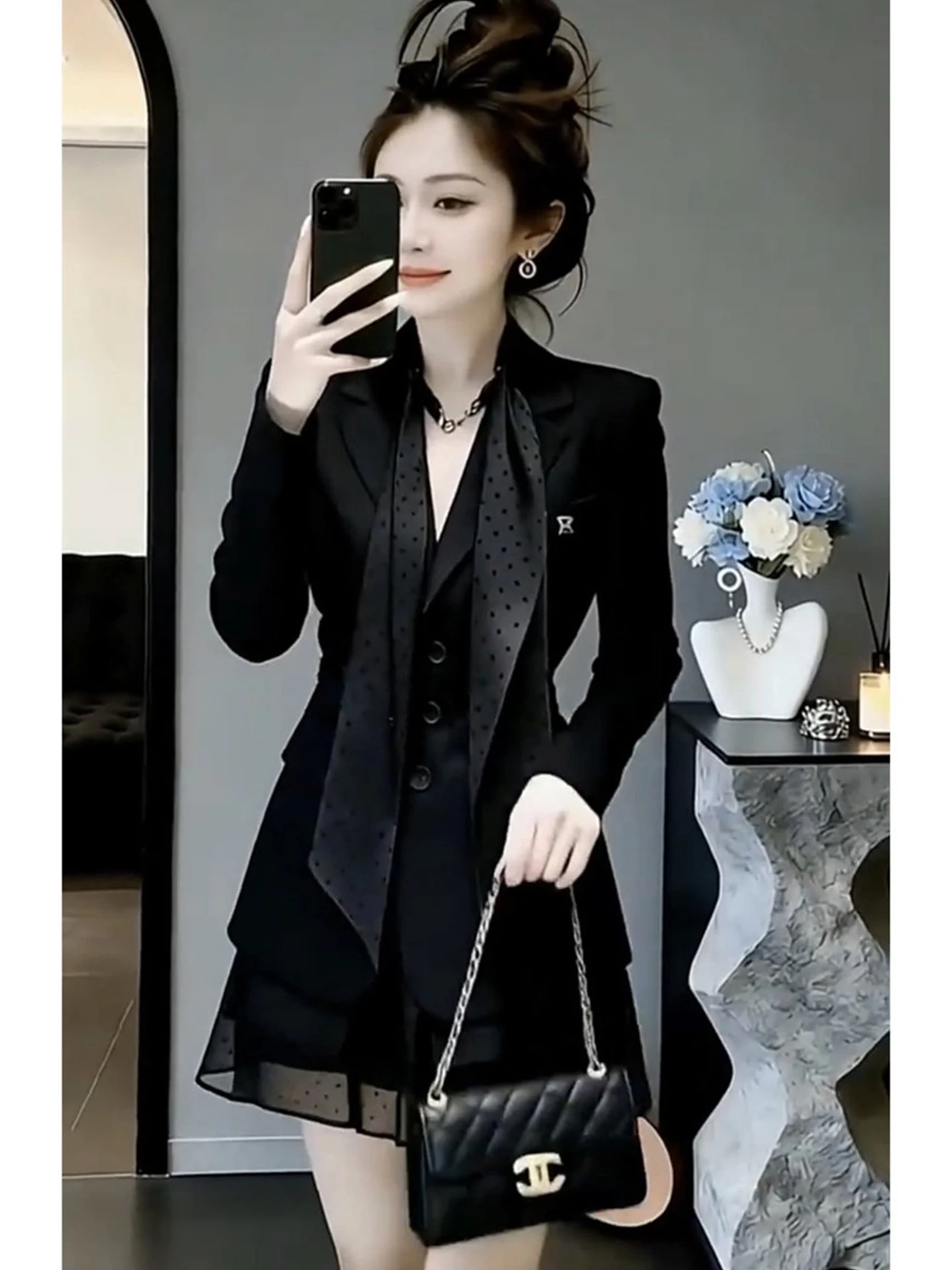 Spring Summer New Black Slimming Suit Two Piece Set for Women Commute Professional Style High Waist Skirt Breathable Polyeste...
Spring Summer New Black Slimming Suit Two Piece Set for Women Commute Professional Style High Waist Skirt Breathable Polyeste...