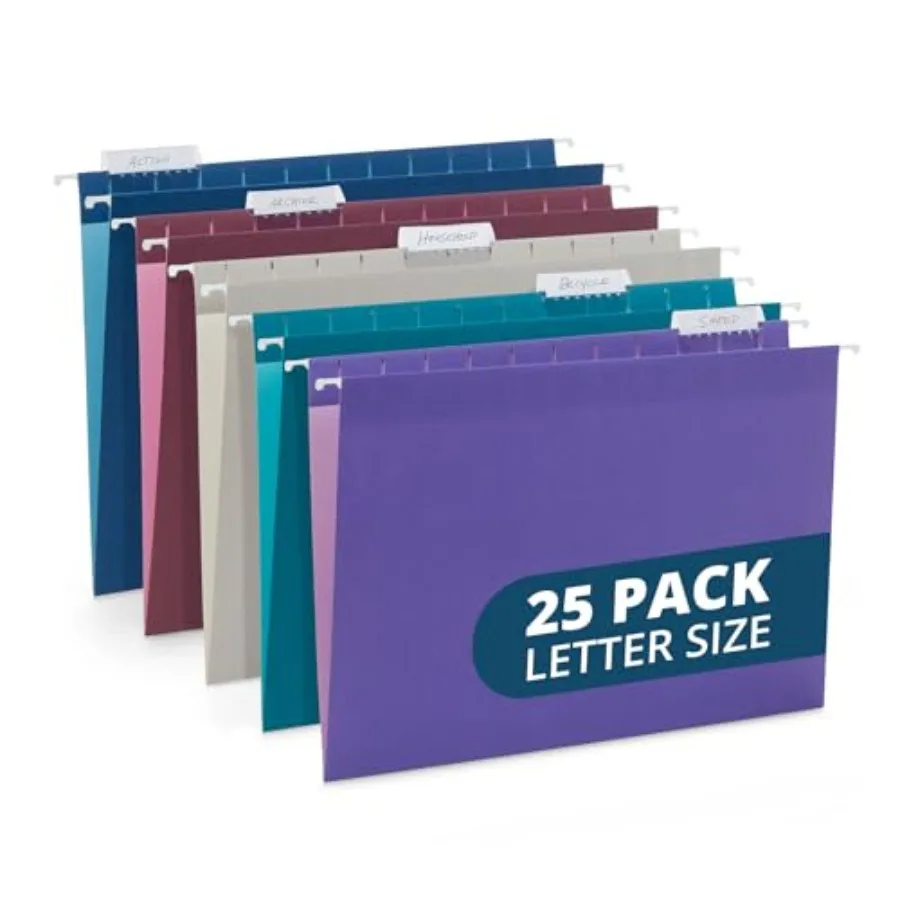 25 Jewel Tone Hanging File Folders Letter Size with Tabs, Reinforced Hanging File Folders Jewel Tone, Includes Plastic Tabs and
25 Jewel Tone Hanging File Folders Letter Size with Tabs, Reinforced Hanging File Folders Jewel Tone, Includes Plastic Tabs and