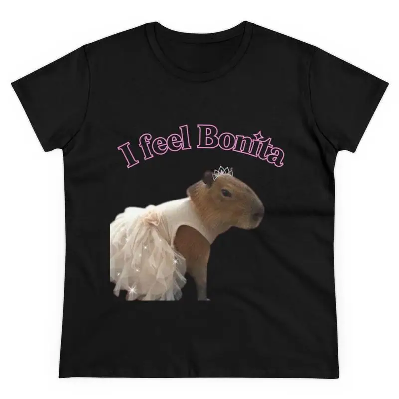 Funny Capybara T-Shirt, I feel Bonita Meme Graphic Tee, Cute Animal Viral Social Media Top, Women's Y2K Aesthetic Gift Shirt
Funny Capybara T-Shirt, I feel Bonita Meme Graphic Tee, Cute Animal Viral Social Media Top, Women's Y2K Aesthetic Gift Shirt