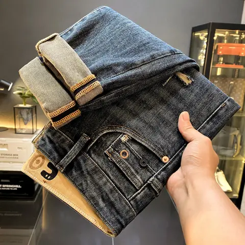 Jean slim déchiré et patché pour homme, élastique, tendance et beau, pantalon Long décontracté, nouvelle collection automne 2025