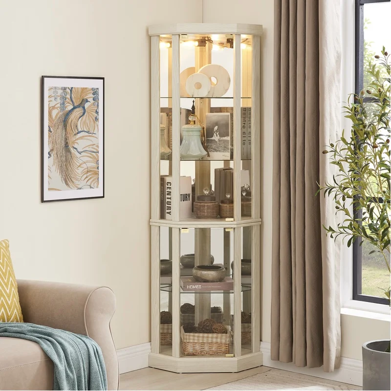 Lighted Corner Curio Cabinet for Living Room – Antique White Glass Display Case with Built-in Lighting, Ideal for Collectibles, Wine, and Bar Storage
Lighted Corner Curio Cabinet for Living Room – Antique White Glass Display Case with Built-in Lighting, Ideal for Collectibles, Wine, and Bar Storage