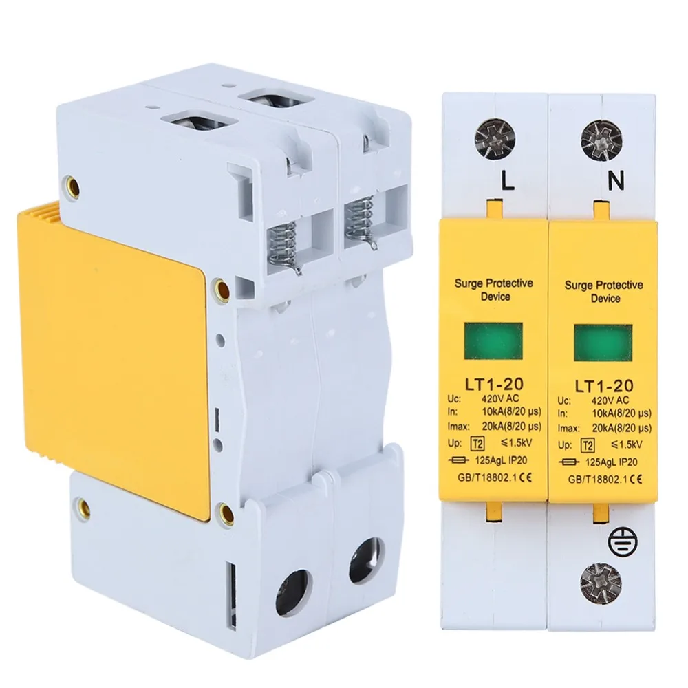 420V AC Protective Device 2P 20KA Yellow Module Low Voltage Arrester Lightning Protector Electrical Safety
420V AC Protective Device 2P 20KA Yellow Module Low Voltage Arrester Lightning Protector Electrical Safety