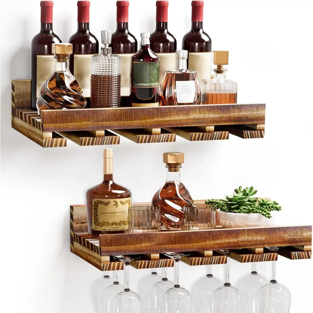 Pine Wood Wall-Mounted Wine Rack Set, 2-Piece with Glass Holders, Rustic Farmhouse Style Floating Shelves for Beverages
Pine Wood Wall-Mounted Wine Rack Set, 2-Piece with Glass Holders, Rustic Farmhouse Style Floating Shelves for Beverages