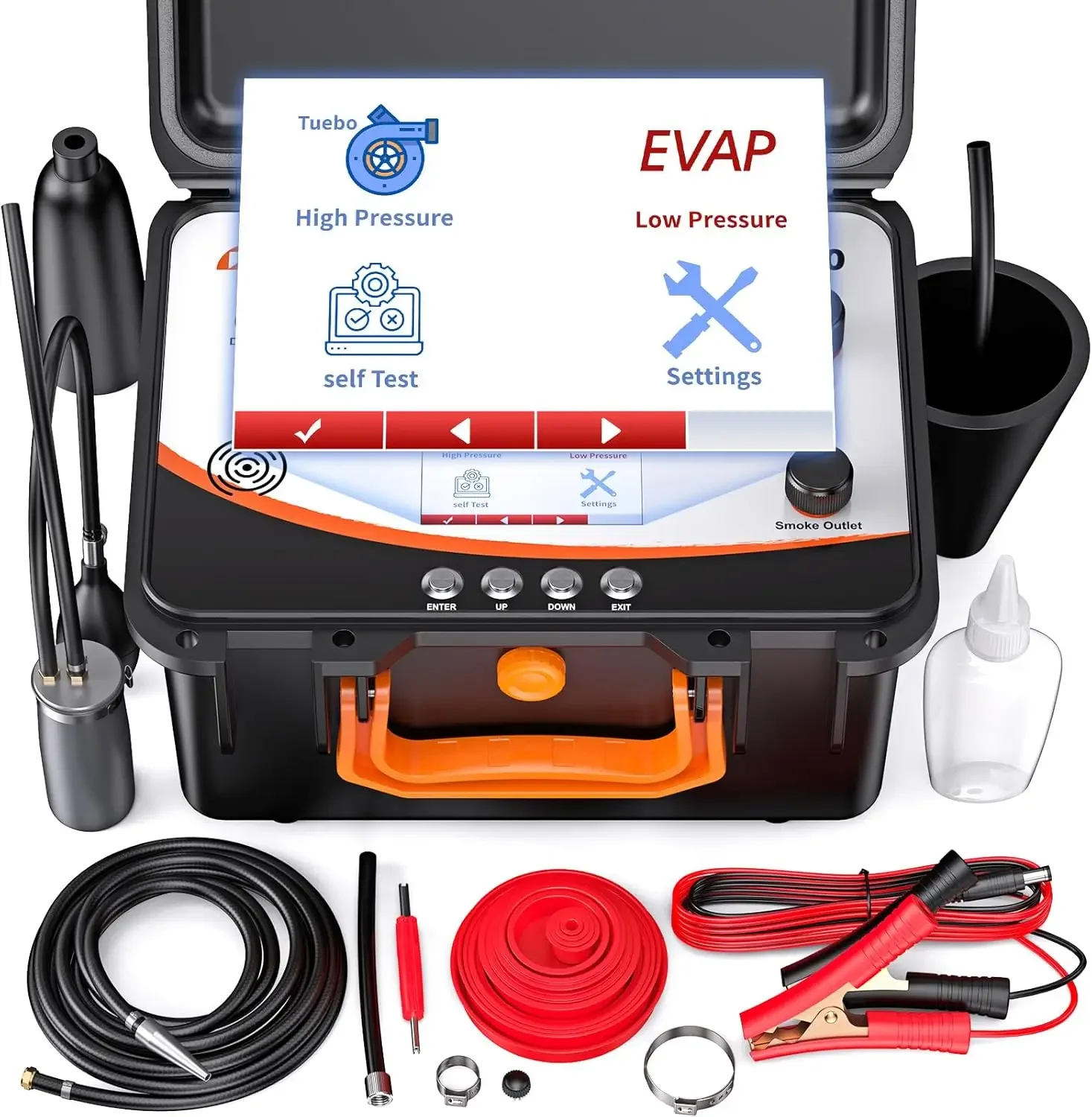FOXWELL ST2000 High & Low Pressure Smoke Machine, Dual Mode EVAP & Turbo Leak Detector, Built-in Air Pump, Color LCD, Adjustable
FOXWELL ST2000 High & Low Pressure Smoke Machine, Dual Mode EVAP & Turbo Leak Detector, Built-in Air Pump, Color LCD, Adjustable