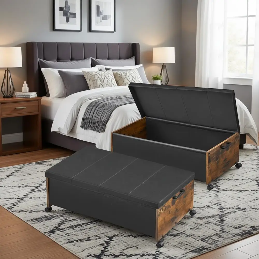 Extra Large Rolling Underbed Storage Box, Wooden, Heavy Duty, Patented Design
Extra Large Rolling Underbed Storage Box, Wooden, Heavy Duty, Patented Design