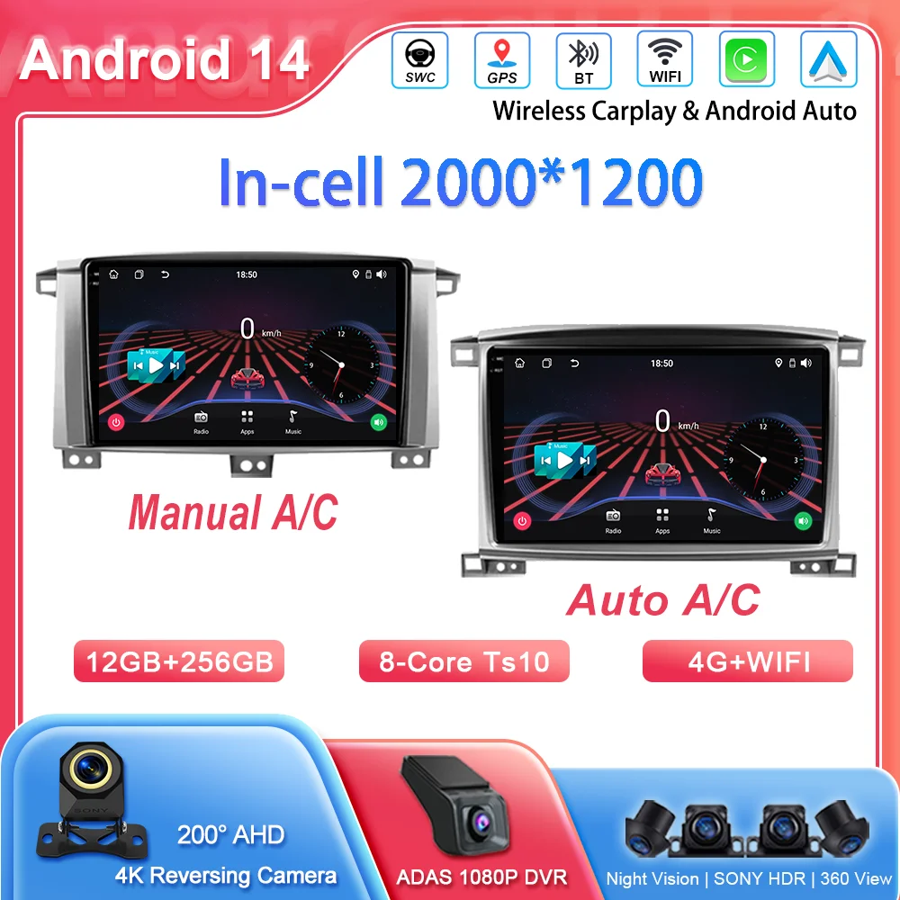 Автомобильный DVD-радио Android 14, стерео для Toyota LC100 Land Cruiser 100 LC 100 2002 2003-2007, автоматический мультимедийный плеер, Bluetooth WIFI
Автомобильный DVD-радио Android 14, стерео для Toyota LC100 Land Cruiser 100 LC 100 2002 2003-2007, автоматический мультимедийный плеер, Bluetooth WIFI
