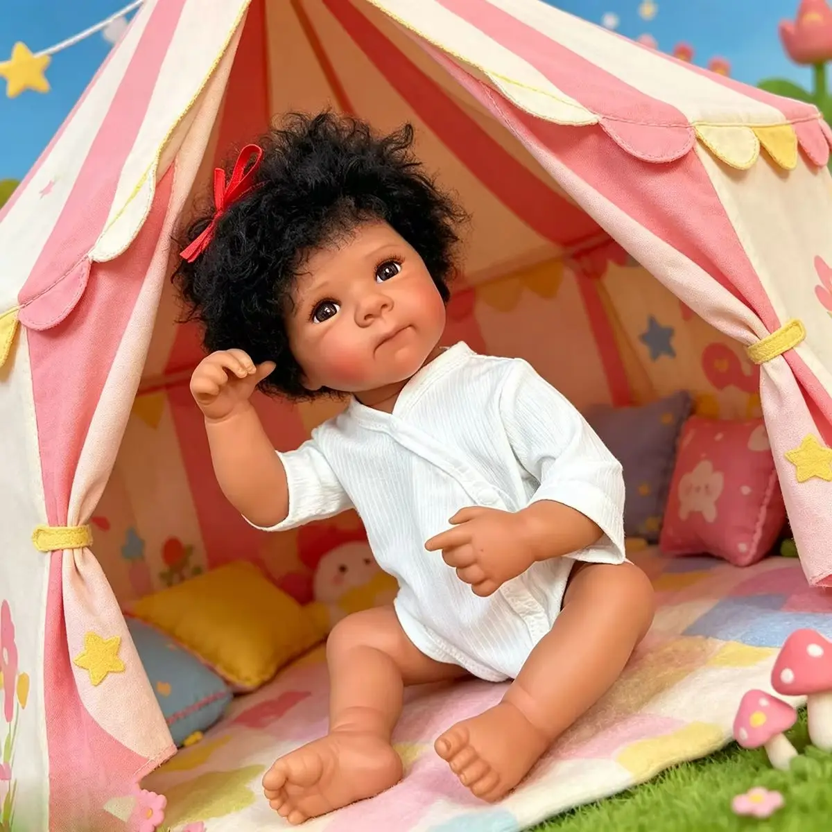 48CM Bettie Dark Skin Reborn Doll with Full Soft Vinyl Body Natural Rooted Hair Handmade Ultra Realistic Newborn Collectible Dol
48CM Bettie Dark Skin Reborn Doll with Full Soft Vinyl Body Natural Rooted Hair Handmade Ultra Realistic Newborn Collectible Dol