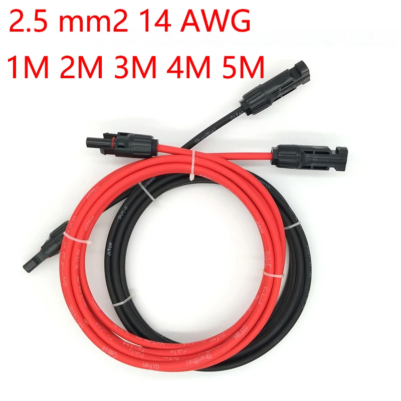 1 Pair Solar Panel Extension Cable Copper Wire2.5 mm2 14AWG Black and Red with Solar PV Cable Connectors 1M 2M 3M 4M 5M
1 Pair Solar Panel Extension Cable Copper Wire2.5 mm2 14AWG Black and Red with Solar PV Cable Connectors 1M 2M 3M 4M 5M