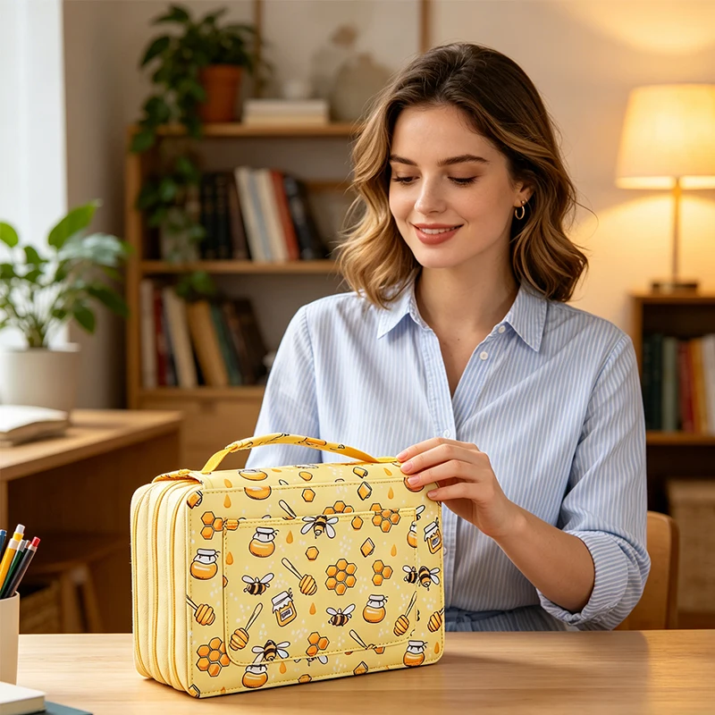 The Ultra-Practical 68/102-Hole Marker Pen Bag Is a Storage Essential for Painting Enthusiasts. Features a Cute Bee Print Design, with 2/3 Layers of Large Capacity Compartments That Can Easily Accommodate Markers, Making It Perfect for Students during Cla
The Ultra-Practical 68/102-Hole Marker Pen Bag Is a Storage Essential for Painting Enthusiasts. Features a Cute Bee Print Design, with 2/3 Layers of Large Capacity Compartments That Can Easily Accommodate Markers, Making It Perfect for Students during Cla