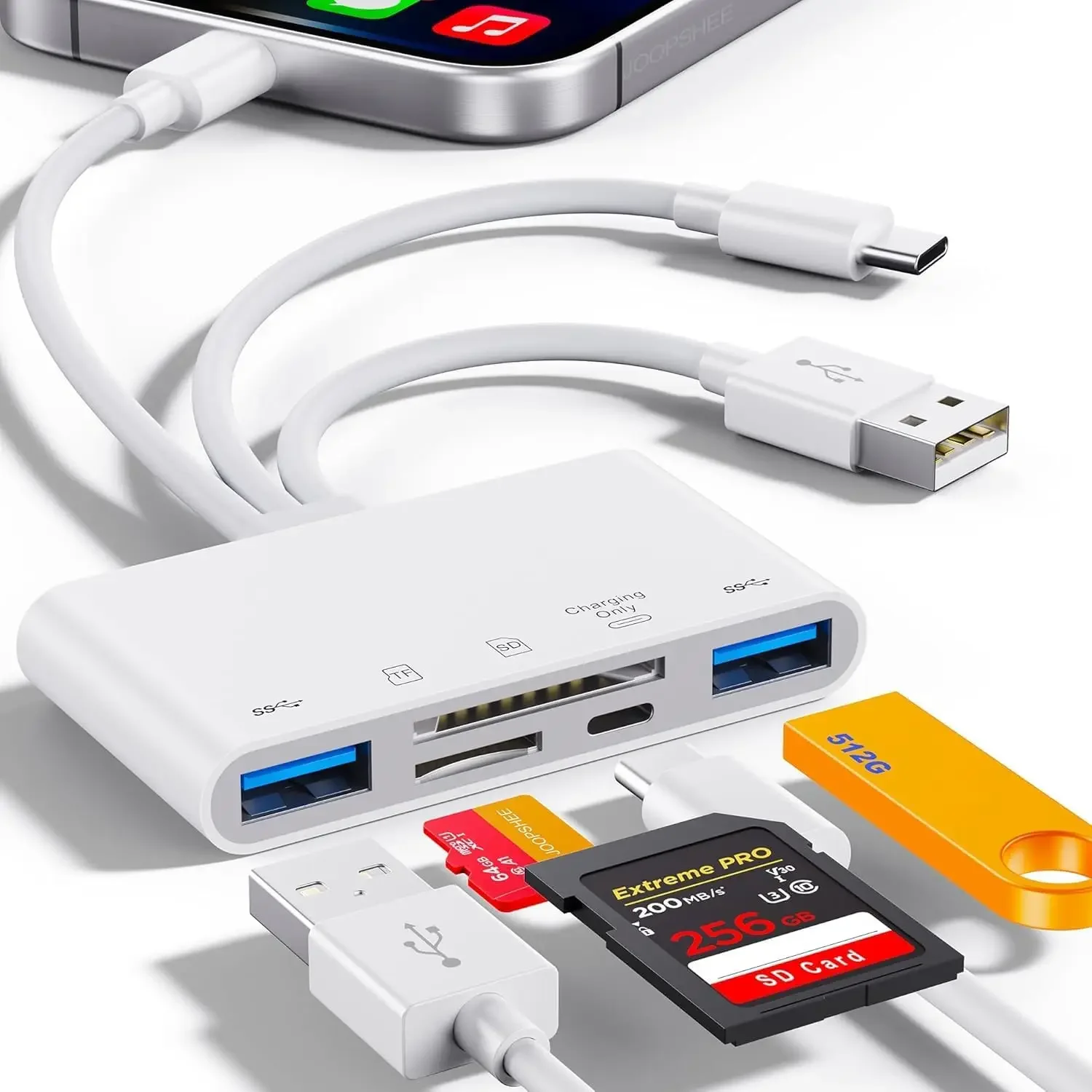 5-In-1 USB C & Lightning Memory Card Reader, SD/Micro SD Slot, Fast Photo Transfer For iPhone/iPad/Android/PC
5-In-1 USB C & Lightning Memory Card Reader, SD/Micro SD Slot, Fast Photo Transfer For iPhone/iPad/Android/PC