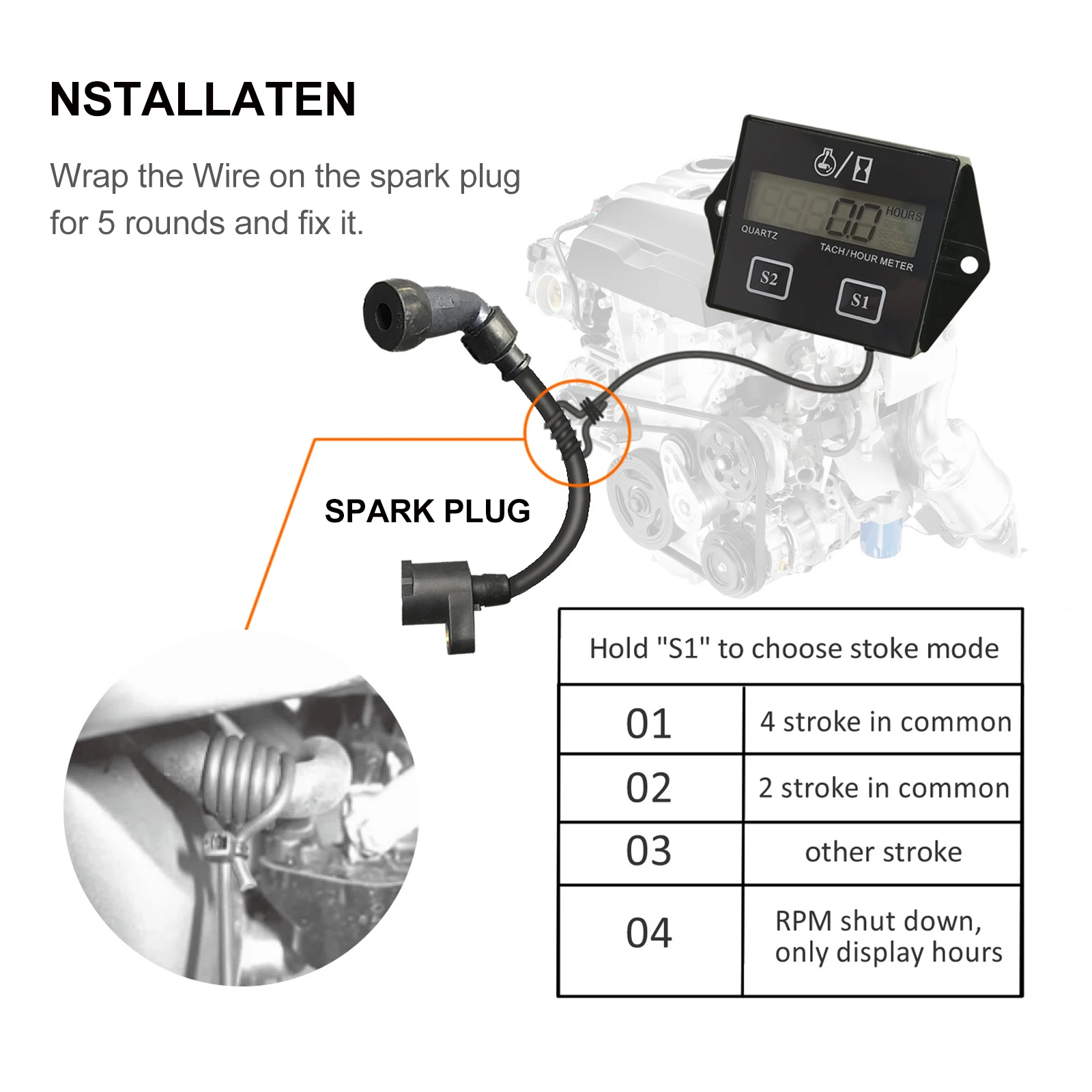 Digital Tachometer Hour Meters Timer Durable ABS Material Engine Motors Accessory High Efficiency Motorcycle Tool
Digital Tachometer Hour Meters Timer Durable ABS Material Engine Motors Accessory High Efficiency Motorcycle Tool