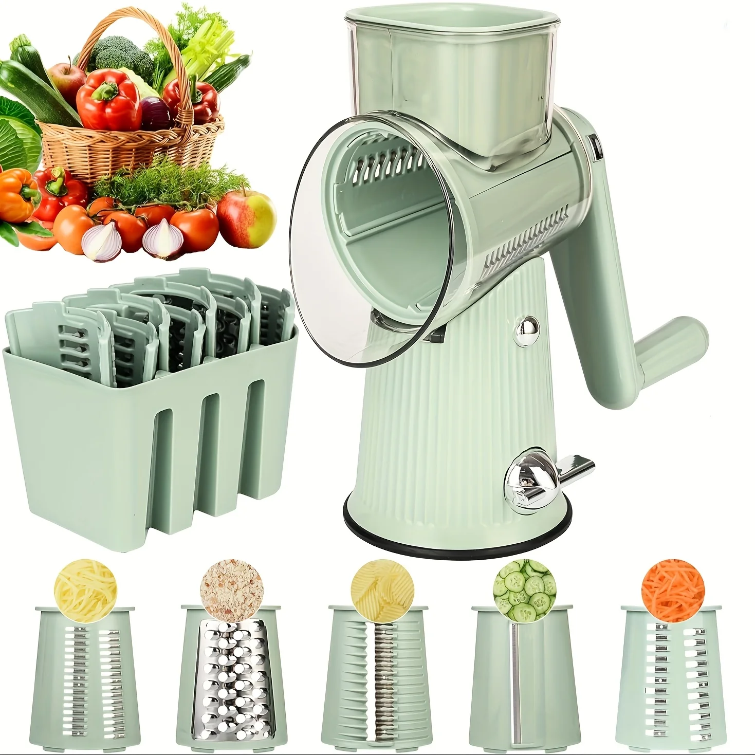 5 in 1 Rotary Cheese Grater Versatile Manual Vegetable Slicer Peanut Nuts Grinder Cheese Vegetable Shredder
5 in 1 Rotary Cheese Grater Versatile Manual Vegetable Slicer Peanut Nuts Grinder Cheese Vegetable Shredder