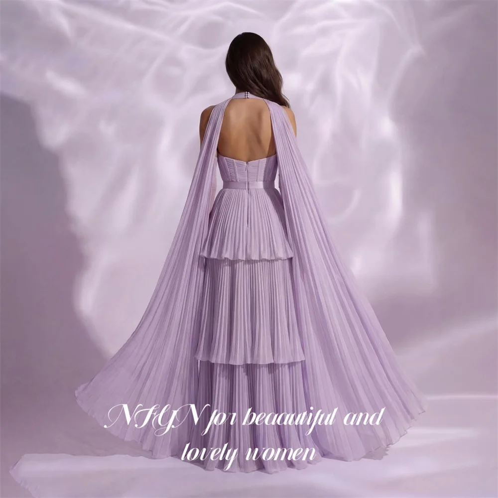 NFYN Lilac Chiffon Prom Dresses Halter Neck Sleeveless Celebrity Dresses with Shawl Evening Dresses Layered A Line Customized
NFYN Lilac Chiffon Prom Dresses Halter Neck Sleeveless Celebrity Dresses with Shawl Evening Dresses Layered A Line Customized