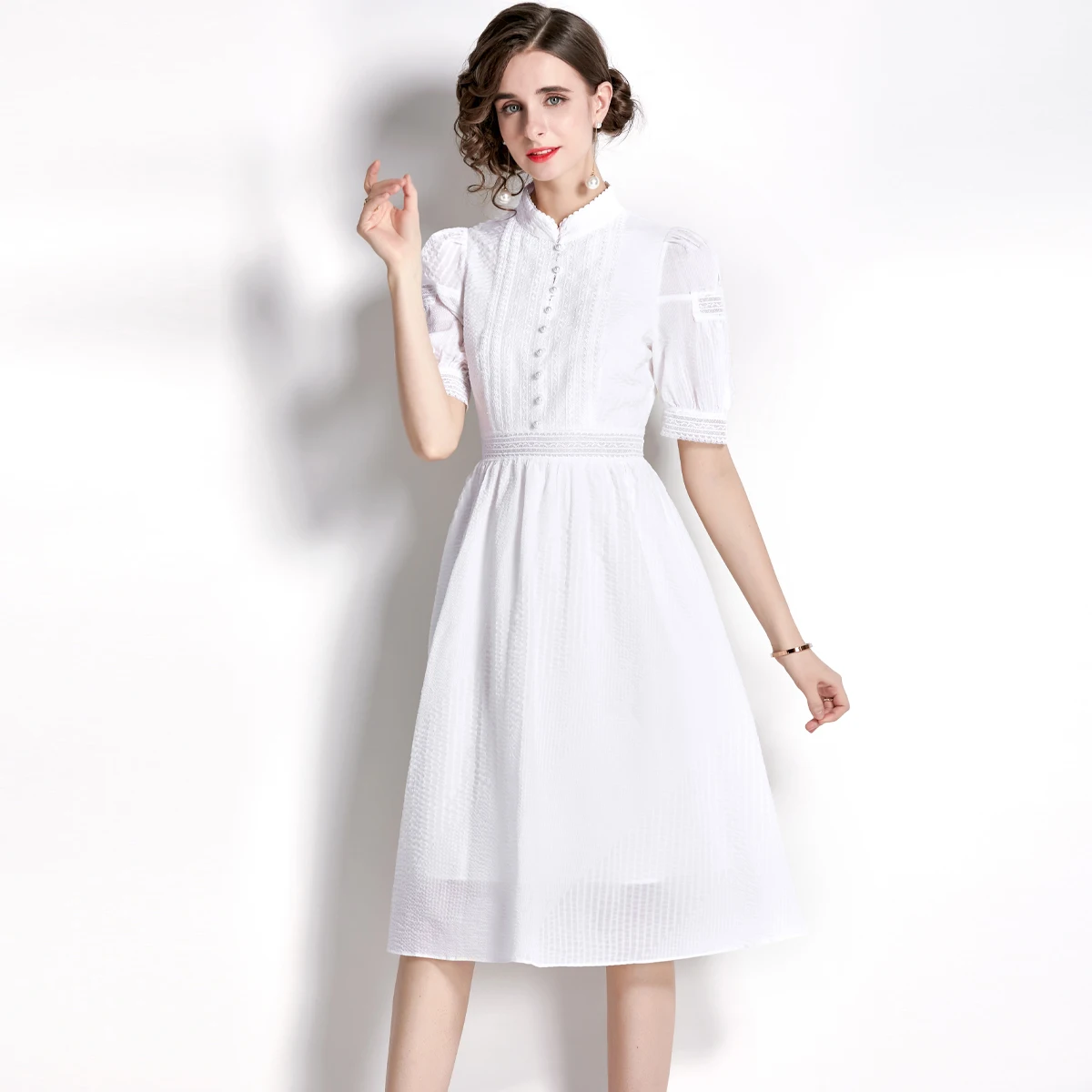Elegant Dresses Female New Summer Women's Temperament Retro Bubble Sleeve Long Skirt White Waist Closing Fashion Dress Party
Elegant Dresses Female New Summer Women's Temperament Retro Bubble Sleeve Long Skirt White Waist Closing Fashion Dress Party