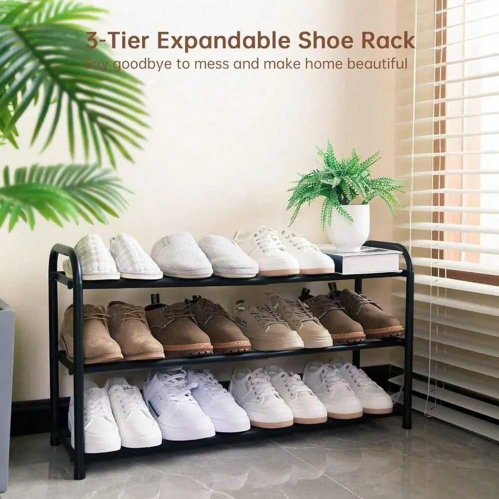 Adjustable Shoe Organizer, 3Tier Metal Smooth Finish, Expandable To 86cm, For Entryway, Garage Or Bedroom
Adjustable Shoe Organizer, 3Tier Metal Smooth Finish, Expandable To 86cm, For Entryway, Garage Or Bedroom