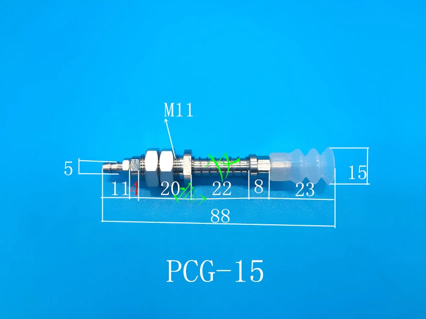 PCG-15 15mm Dia Vacuum Suction Cup Barb Connector Adapter for 5mm Air Tube Hose M11 thread
PCG-15 15mm Dia Vacuum Suction Cup Barb Connector Adapter for 5mm Air Tube Hose M11 thread