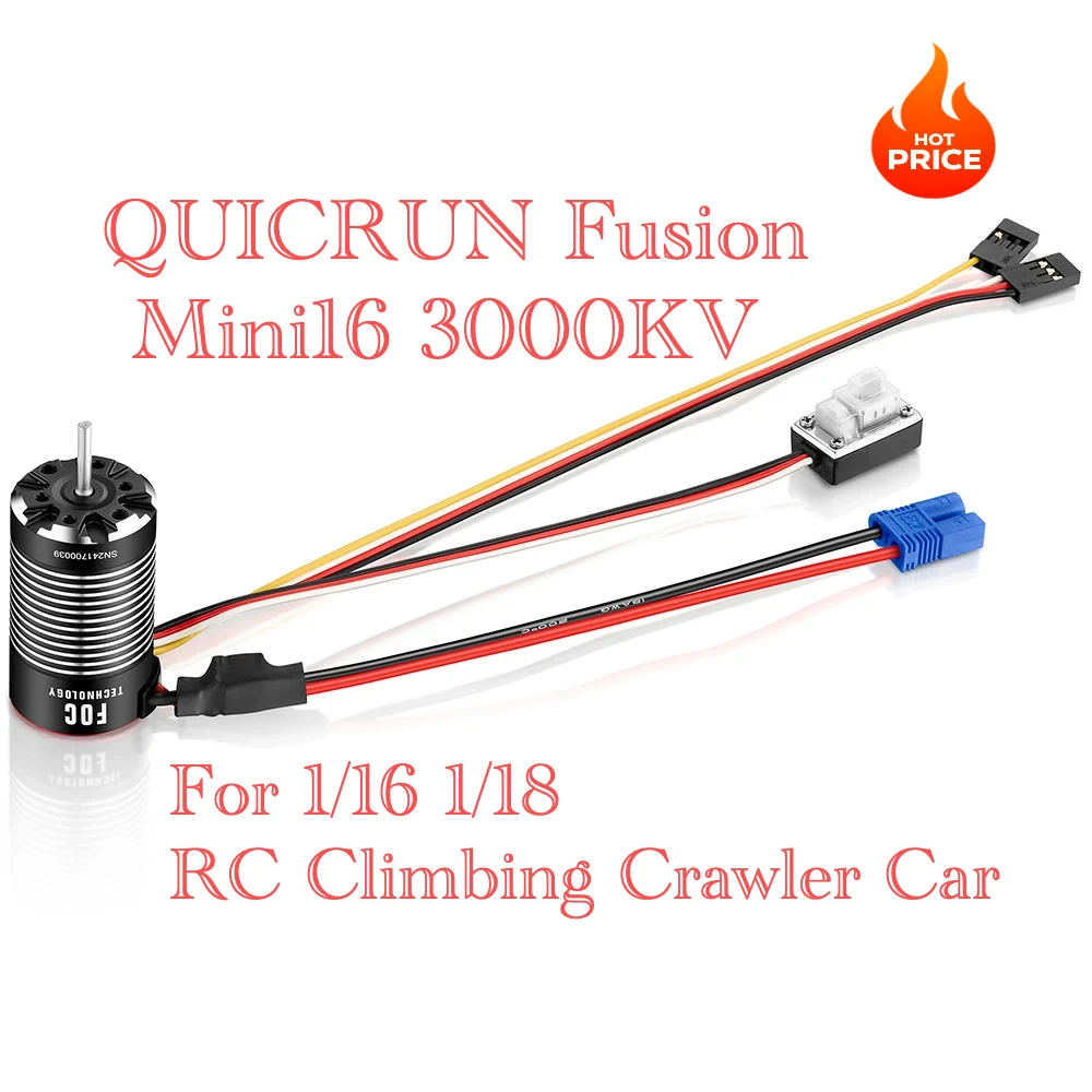 HobbyWing QUICRUN Fusion Mini16 3000KV 24MM Brushless Sensory 2in1 Motor 80A Peak Current For 1/16 1/18 RC Climbing Crawler Car
HobbyWing QUICRUN Fusion Mini16 3000KV 24MM Brushless Sensory 2in1 Motor 80A Peak Current For 1/16 1/18 RC Climbing Crawler Car