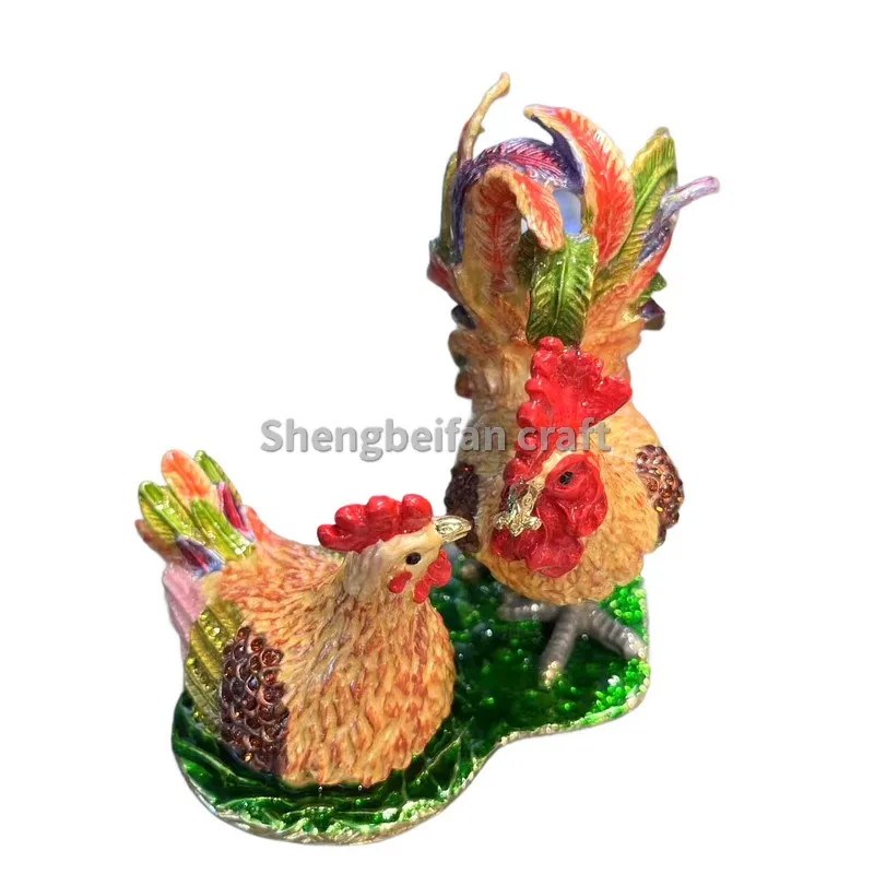 Metal Craft Enamel Ornament Rooster and Hen Jewelry Box Trinket Decoration Trinket Box For Home Decor Gift For Family
Metal Craft Enamel Ornament Rooster and Hen Jewelry Box Trinket Decoration Trinket Box For Home Decor Gift For Family