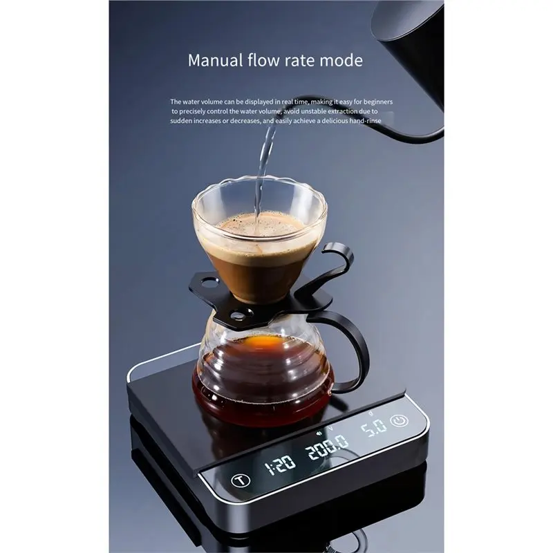 ABMR-For Flow Rate& Ratio Modes Enabled, Portable Smart Coffee Scale 0.1G Accuracy 0.3G-2000G, Auto-Start Timer, 7H Battery Type
ABMR-For Flow Rate& Ratio Modes Enabled, Portable Smart Coffee Scale 0.1G Accuracy 0.3G-2000G, Auto-Start Timer, 7H Battery Type